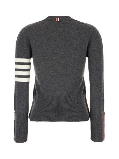 Thom Browne Cashmere Cardigan With Ribbed Texture And Button Detailing In Gray