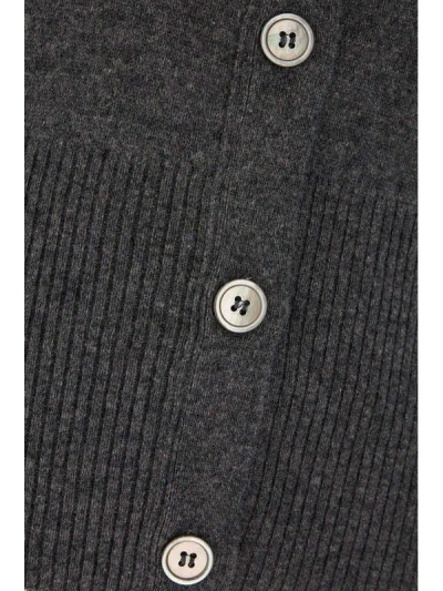 Thom Browne Cashmere Cardigan With Ribbed Texture And Button Detailing In Gray
