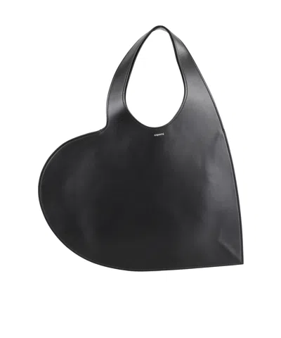 Coperni Baby Heart Leather Crossbody Bag In Black