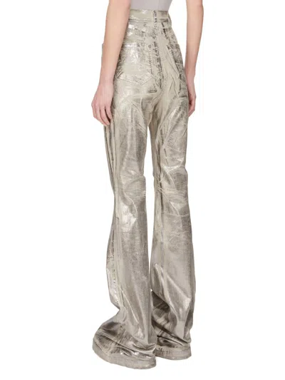 Rick Owens Drkshdw Womens Palladium Bolan Bootcut Metallic Cotton-blend Trousers In Gray