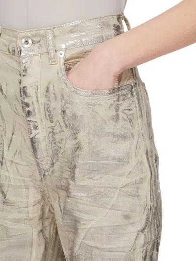 Rick Owens Drkshdw Womens Palladium Bolan Bootcut Metallic Cotton-blend Trousers In Gray