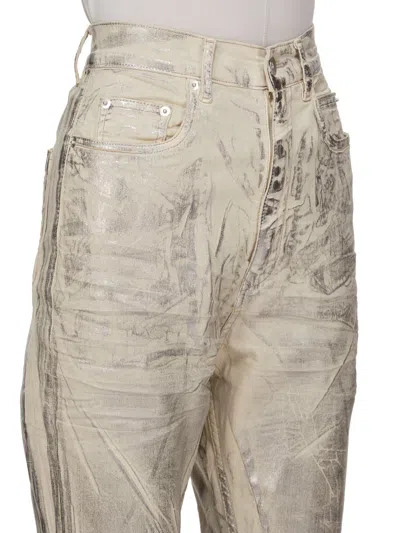 Rick Owens Drkshdw Womens Palladium Bolan Bootcut Metallic Cotton-blend Trousers In Gray