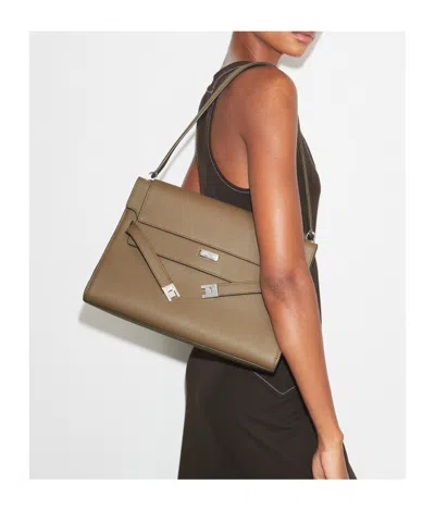 Tory Burch Lee Radziwill Pebble Leather Large Shoulder Bag In Brown