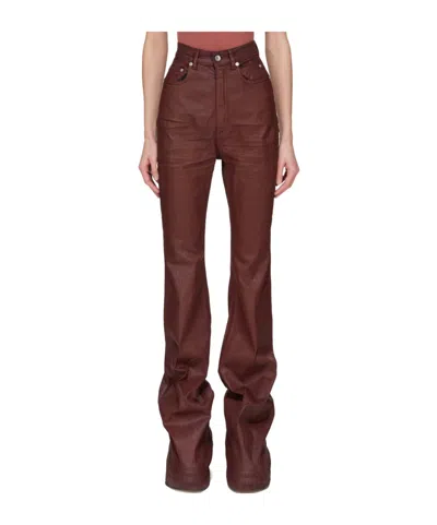 Rick Owens Drkshdw Flared Design Bootcut Denim Trousers In Brown