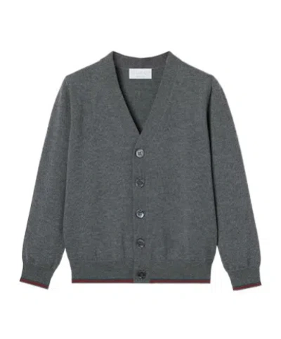 Gucci Children's Wool Cardigan With Web In Gray