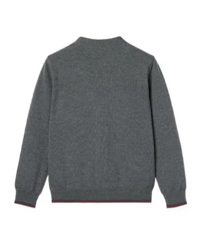 Gucci Children's Wool Cardigan With Web In Gray