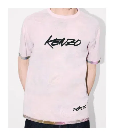 Kenzo Graphic Crew Neck T-shirt In Pink