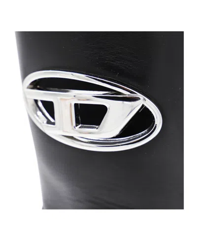 Diesel D-hammer-biker Boots In Shiny Leather In Black