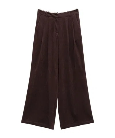 Alysi Wide Leg Trousers In Brown