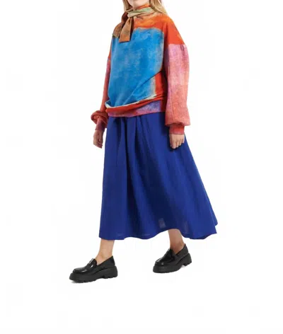 Anntian Print V Sweater Binder In Blue Multi In Blue