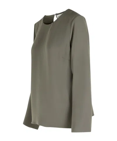 P.a.r.o.s.h Poker Polyester Blouse Round Neck Keyhole In Gray