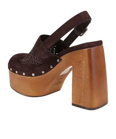 Jimmy Choo Alida 135 Embroidered Studded Suede Platform Clogs In Brown