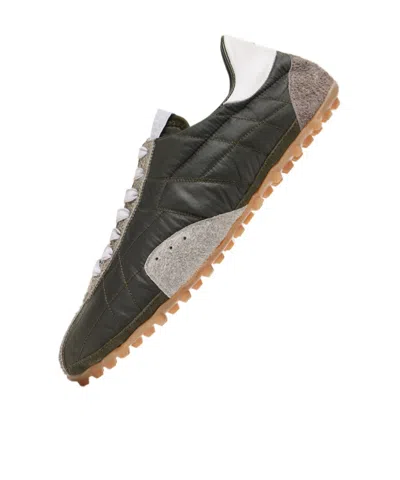 Maison Margiela Womens Khaki Sprinters Leather And Suede-trimmed Nylon Trainers Eur 37 / 4 Uk In Multi