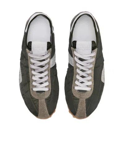 Maison Margiela Womens Khaki Sprinters Leather And Suede-trimmed Nylon Trainers Eur 37 / 4 Uk In Multi