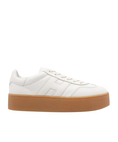 Hogan Stylish Leather Sneakers Platform Sole In White
