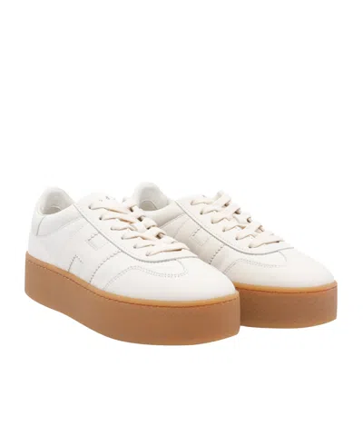 Hogan Stylish Leather Sneakers Platform Sole In White