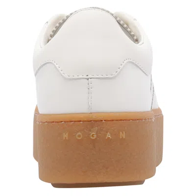 Hogan Stylish Leather Sneakers Platform Sole In White