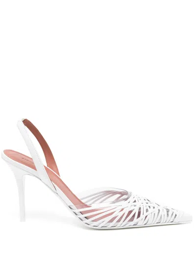 Amina Muaddi Pointed High Heel Sandals In White