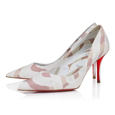 Christian Louboutin Miss Z Printed Cotton Red Sole Pumps In Neutral
