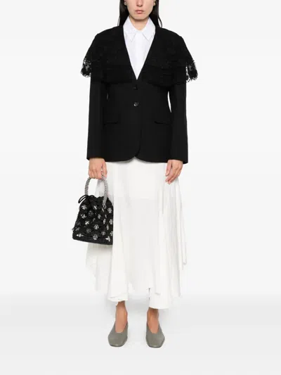 蕾丝边饰细条纹夹克