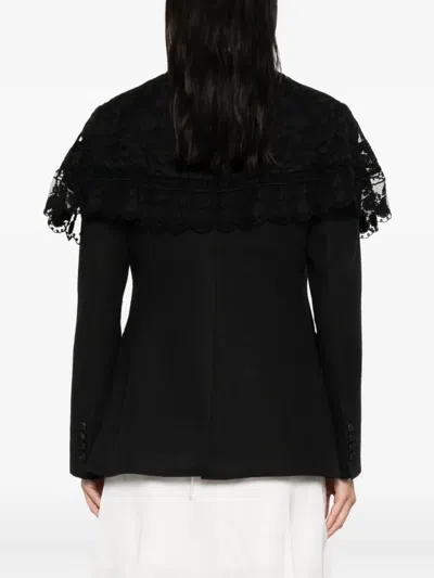 蕾丝边饰细条纹夹克