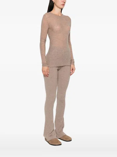 Pinko Beige Fitted Sweater With Round Neckline In Neutral