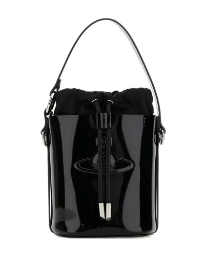 Vivienne Westwood Black Leather Daisy Bucket Bag In Black