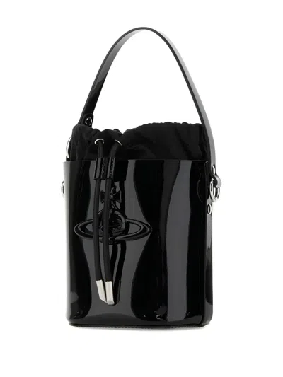 Vivienne Westwood Black Leather Daisy Bucket Bag In Black