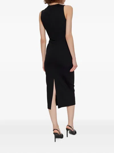 Versace Jeans Couture Baroque Buckle Sleeveless Midi Dress In Black