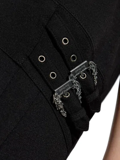 Versace Jeans Couture Baroque Buckle Sleeveless Midi Dress In Black