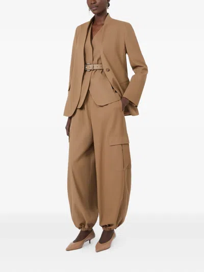 Max Mara Stand-collar Single-button Jacket In Brown
