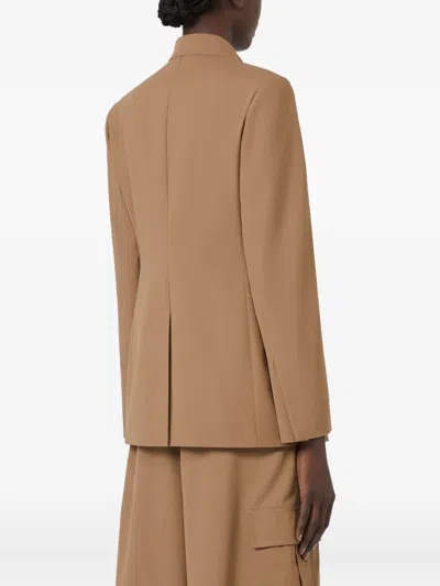 Max Mara Stand-collar Single-button Jacket In Brown