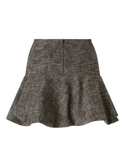 Pinko Flared Tweed Flannel Mini Skirt In Gray