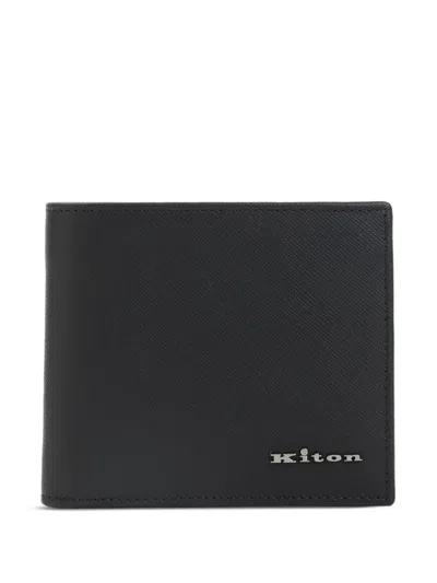 Kiton Saffiano Leather Bi-fold Wallet In Black