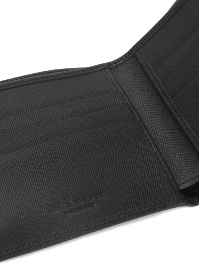 Kiton Saffiano Leather Bi-fold Wallet In Black