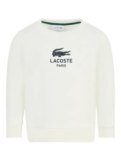 Lacoste Flour Logo-print Long-sleeve Cotton-jersey Sweatshirt 4-16 Y In White
