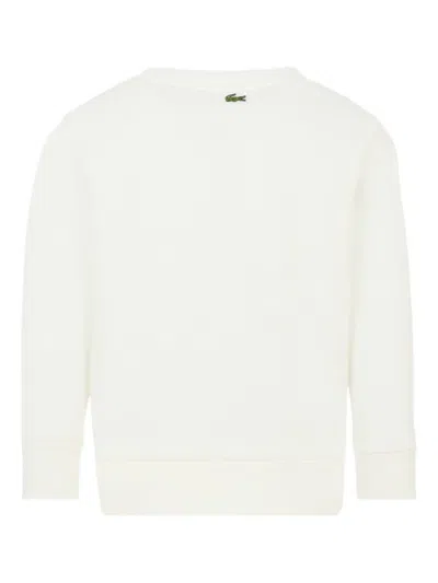 Lacoste Flour Logo-print Long-sleeve Cotton-jersey Sweatshirt 4-16 Y In White