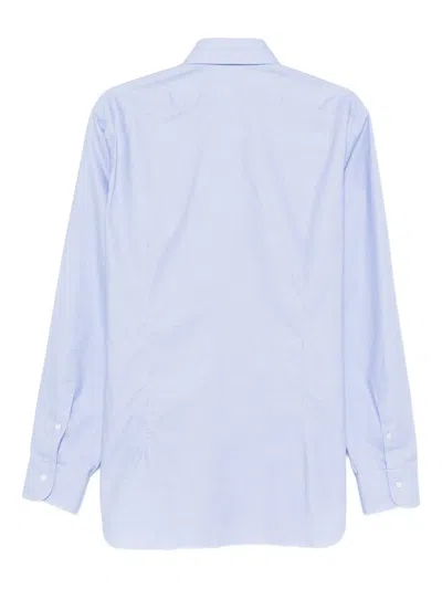 Barba Napoli Barba Long Sleeve Shirt With Semi-rigid Collar And Buttons In Blue