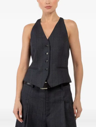 Smythe Checkered Sleeveless Vest In Gray