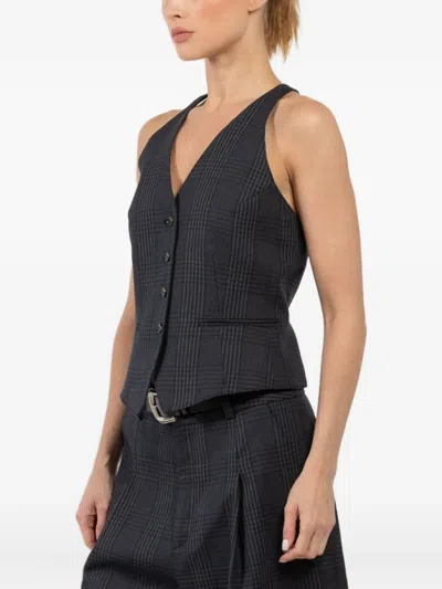 Smythe Checkered Sleeveless Vest In Gray
