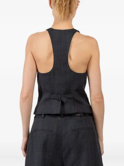 Smythe Checkered Sleeveless Vest In Gray