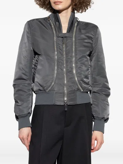Alexander Mcqueen Alexander Mc Queen Grey Zipped Bomber Jacket In Gray