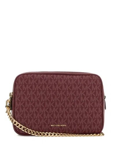 Michael Michael Kors Michael By Michael Kors Tyrian Purple Canvas Medium Bryant Shoulder Bag In Red