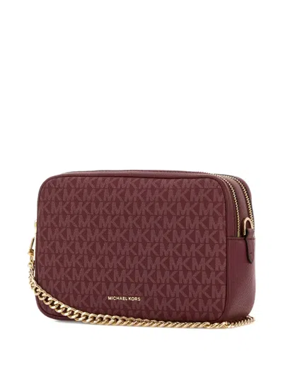 Michael Michael Kors Michael By Michael Kors Tyrian Purple Canvas Medium Bryant Shoulder Bag In Red