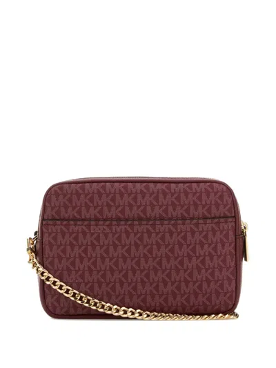 Michael Michael Kors Michael By Michael Kors Tyrian Purple Canvas Medium Bryant Shoulder Bag In Red