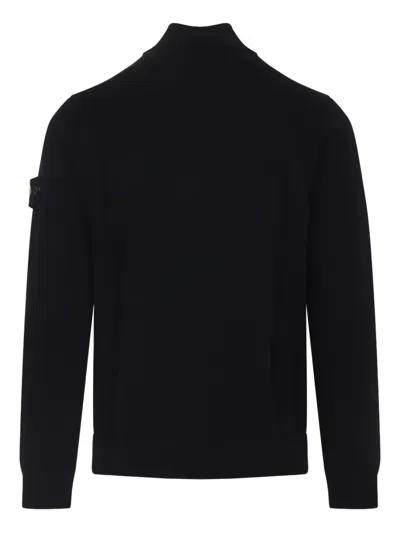 Stone Island 5100062 Stretch Wool Cardigan In Black