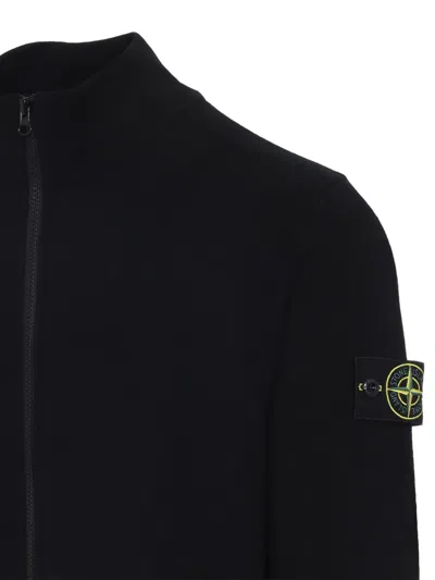 Stone Island 5100062 Stretch Wool Cardigan In Black