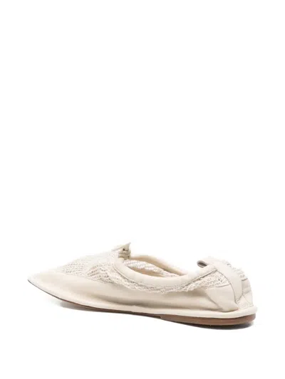 Hereu Puntera Mesh-panel Ballet Flats In White
