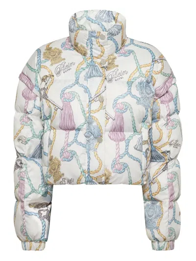 Philipp Plein Tassel-key Print Puffer Jacket In Multi