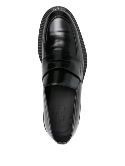Pre-owned Gucci Leather Loafers In Black